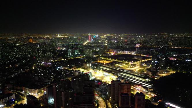 江苏常州城市夜景航拍