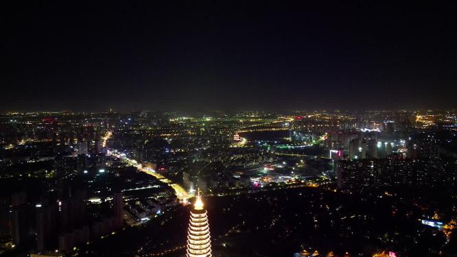 江苏常州城市夜景航拍