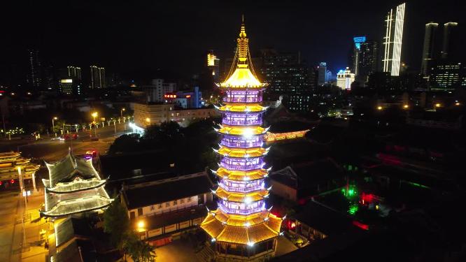 江苏无锡南禅寺夜景航拍