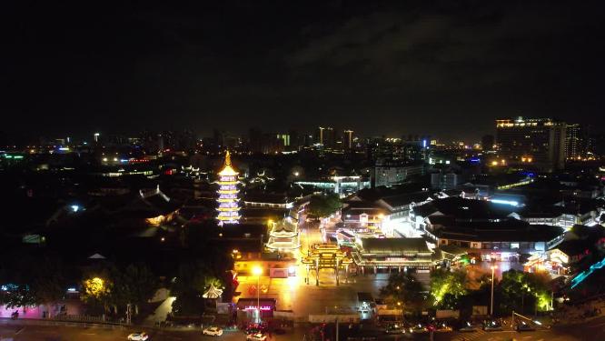 江苏无锡南禅寺夜景航拍
