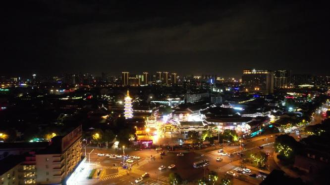 江苏无锡南禅寺夜景航拍