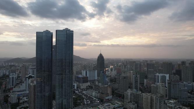 江苏无锡日落晚霞夕阳航拍