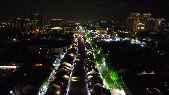 江苏无锡清名桥古运河景区夜景航拍
