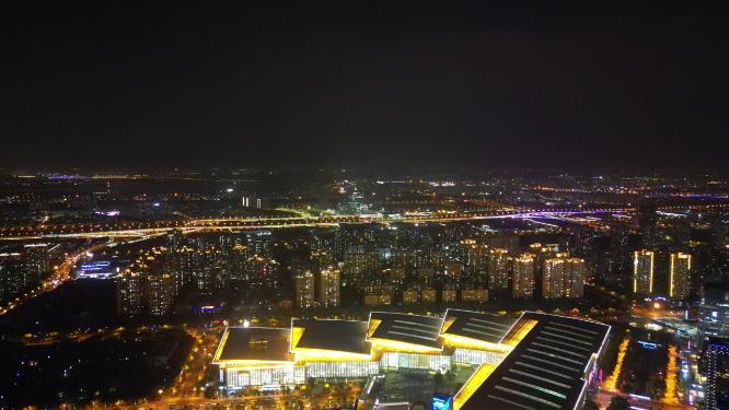 江苏苏州国际会展中心夜景航拍