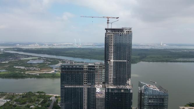 江苏镇江城市高楼商务建筑航拍