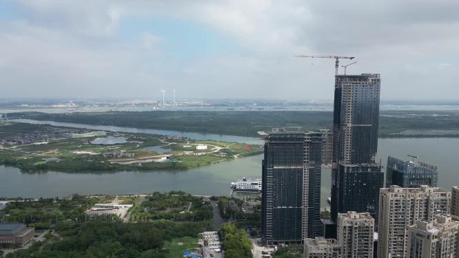 江苏镇江城市高楼商务建筑航拍