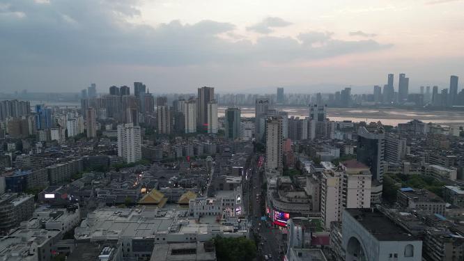 江西南昌城市日落晚霞夕阳航拍