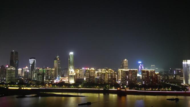 江西南昌红谷滩CBD夜景航拍