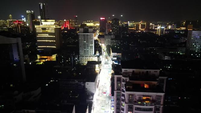 江西南昌胜利路步行街夜景灯光航拍