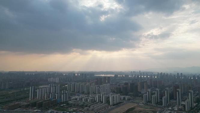 江西南昌城市晚霞航拍