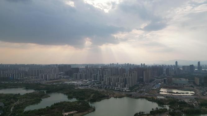 江西南昌城市晚霞航拍