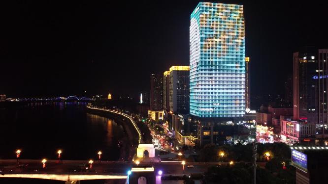 湖南株洲城市夜景航拍