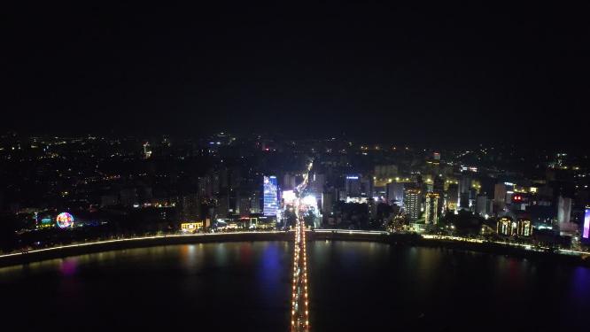 湖南株洲城市夜景航拍