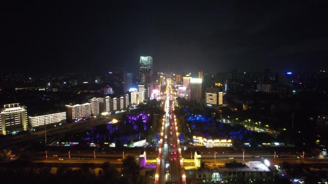 湖南株洲城市夜景航拍