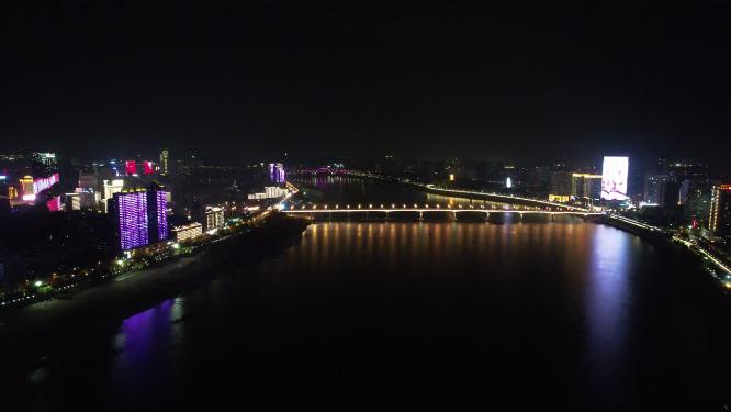 湖南株洲城市夜景航拍