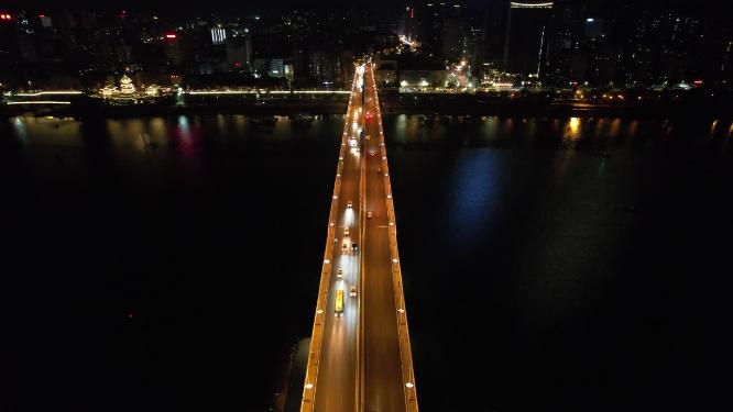 湖南株洲城市夜景航拍