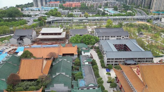 湖南长沙开福古寺古建筑航拍