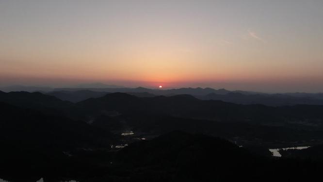 山川日落晚霞夕阳实拍