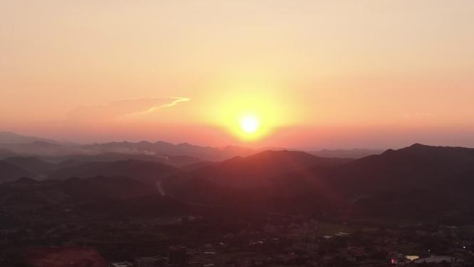 山川日落晚霞夕阳航拍