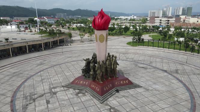 江西瑞金红军雕塑航拍