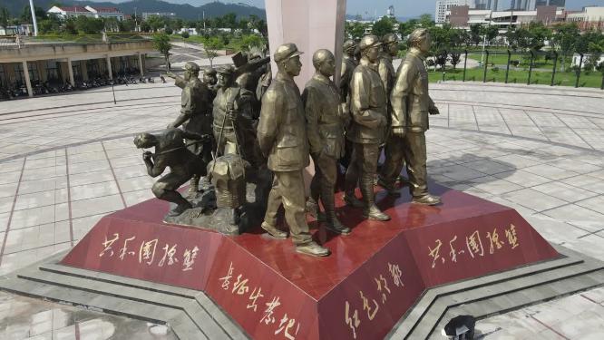 江西瑞金红军雕塑航拍
