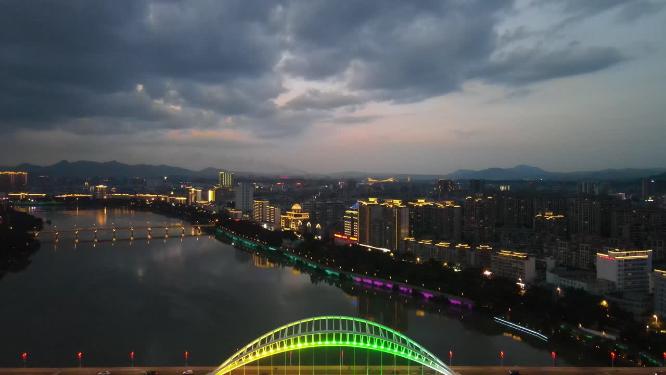 江西赣州城市夜景航拍