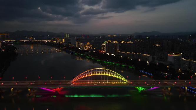 江西赣州城市夜景航拍