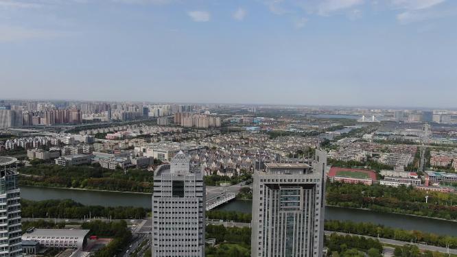 河南郑州会展片区高楼建筑航拍