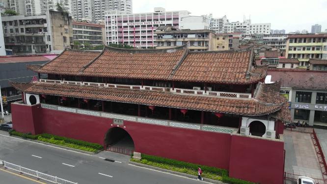 航拍福建莆田古谯门历史文化古建筑