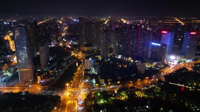 安徽合肥城市夜景航拍