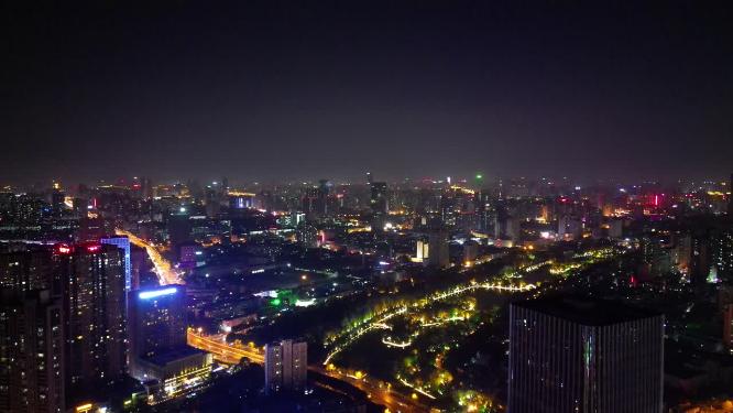 安徽合肥城市夜景航拍