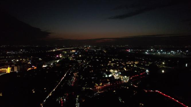 江苏西塘古镇5A景区夜景航拍