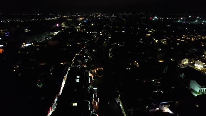 江苏西塘古镇5A景区夜景航拍