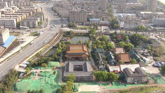 湖南长沙开福古寺古建筑航拍
