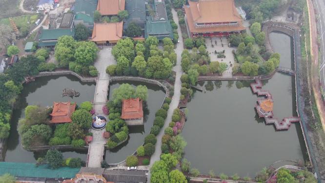 湖南长沙开福古寺古建筑航拍