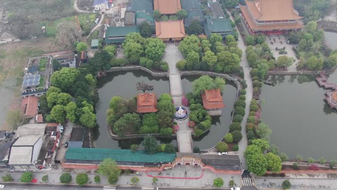 湖南长沙开福古寺古建筑航拍