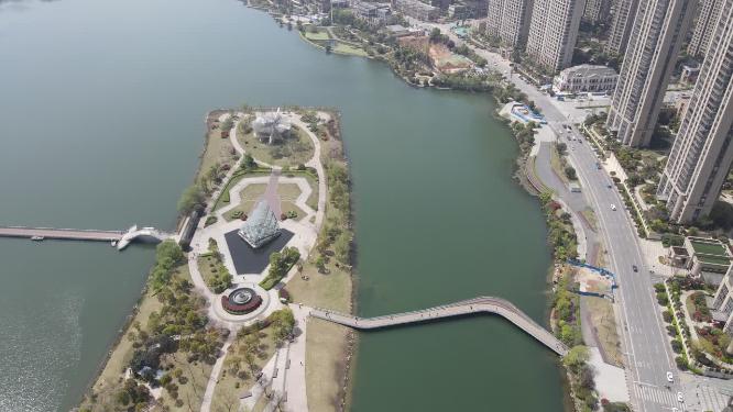 湖南长沙梅溪湖生态城城市航拍
