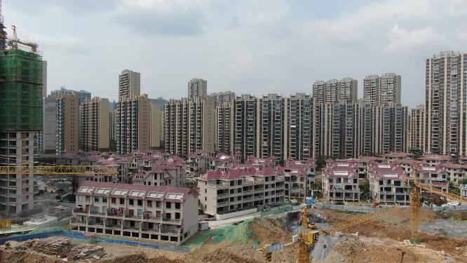 城市高楼小区住宅航拍