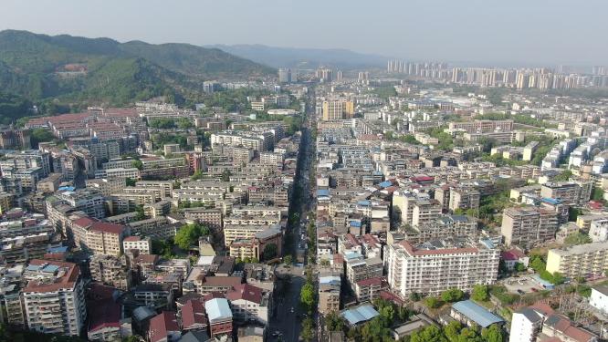 城市老城区破旧房屋住宅航拍