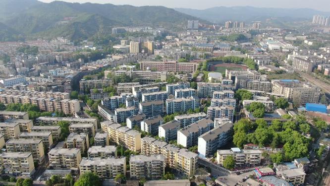 城市老城区破旧房屋住宅航拍