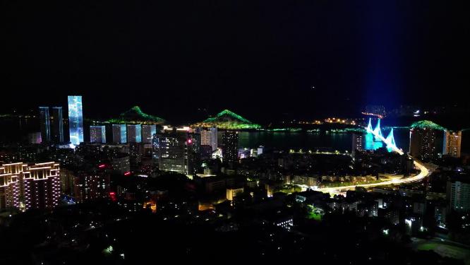 湖北宜昌城市夜景灯光航拍