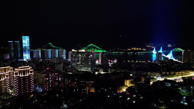 湖北宜昌城市夜景灯光航拍