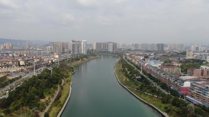 湖南怀化舞水河风光带航拍