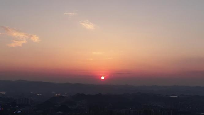 山川日落晚霞夕阳航拍