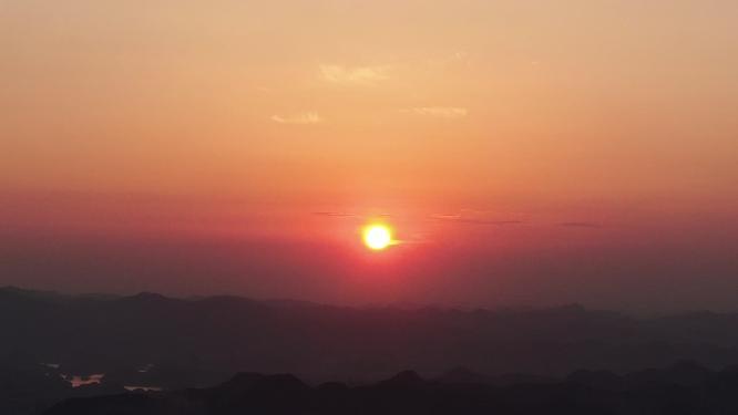 山川日落晚霞夕阳航拍