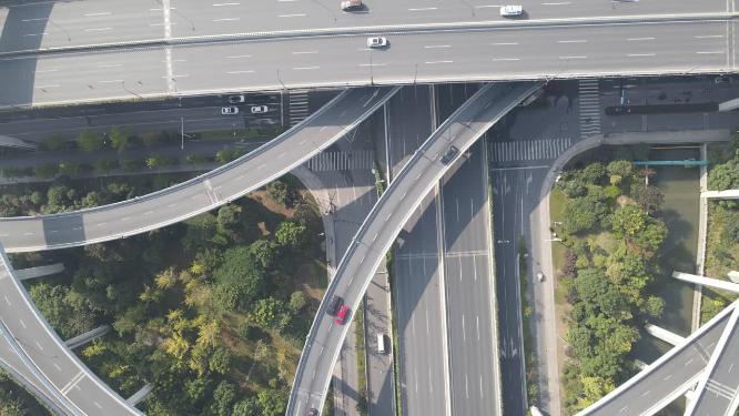 城市高架立交桥交通航拍