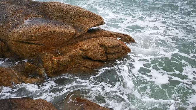 大海海浪沙滩自然风景航拍