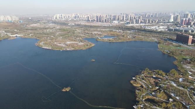 山东济南华山湖风光航拍