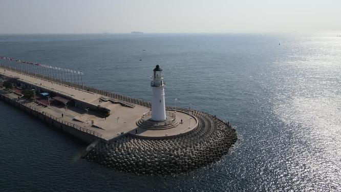 大海海浪沙滩自然风景航拍