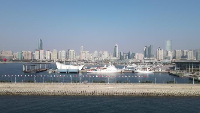 大海海浪沙滩自然风景航拍